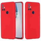 For OnePlus Nord N10 5G Pure Color Liquid Silicone Shockproof Full Coverage Case(Red) - 1