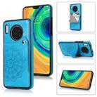 For Huawei Mate 30 Pro Embossed Pattern PU + TPU Protective Case with Holder & Wallet & Card Slots(Blue) - 1