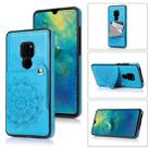 For Huawei Mate 20 Embossed Pattern PU + TPU Protective Case with Holder & Wallet & Card Slots(Blue) - 1