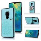 For Huawei Mate 20 Embossed Pattern PU + TPU Protective Case with Holder & Wallet & Card Slots(Green) - 1