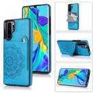 For Huawei P30 Pro Embossed Pattern PU + TPU Protective Case with Holder & Wallet & Card Slots(Blue) - 1