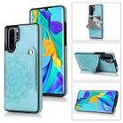 For Huawei P30 Pro Embossed Pattern PU + TPU Protective Case with Holder & Wallet & Card Slots(Green) - 1