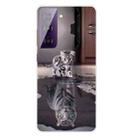 For Samsung Galaxy S21 5G Colored Drawing Pattern Highly Transparent TPU Protective Case(Reflection Cat Tiger) - 1
