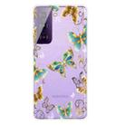 For Samsung Galaxy S21 5G Colored Drawing Pattern Highly Transparent TPU Protective Case(Gold Butterflies) - 1