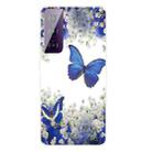 For Samsung Galaxy S21 5G Colored Drawing Pattern Highly Transparent TPU Protective Case(White Flower Butterfly) - 1