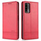 For Xiaomi Redmi Note 9 AZNS Magnetic Calf Texture Horizontal Flip Leather Case with Card Slots & Holder & Wallet(Red) - 1