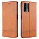 For Xiaomi Redmi Note 9 AZNS Magnetic Calf Texture Horizontal Flip Leather Case with Card Slots & Holder & Wallet(Light Brown) - 1