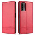 For Xiaomi Poco M3 AZNS Magnetic Calf Texture Horizontal Flip Leather Case with Card Slots & Holder & Wallet(Red) - 1