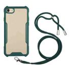 For iPhone SE 2022 / SE 2020 / 8 / 7 Acrylic + Color TPU Shockproof Case with Neck Lanyard(Dark Green) - 1