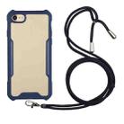 For iPhone SE 2022 / SE 2020 / 8 / 7 Acrylic + Color TPU Shockproof Case with Neck Lanyard(Dark Blue) - 1