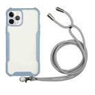 For iPhone 11 Acrylic + Color TPU Shockproof Case with Neck Lanyard (Milk Grey) - 1