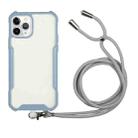 For iPhone 11 Pro Acrylic + Color TPU Shockproof Case with Neck Lanyard (Milk Grey) - 1