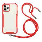 For iPhone 11 Pro Max Acrylic + Color TPU Shockproof Case with Neck Lanyard (Red) - 1