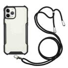 For iPhone 11 Pro Max Acrylic + Color TPU Shockproof Case with Neck Lanyard (Black) - 1