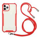 For iPhone 12 mini Acrylic + Color TPU Shockproof Case with Neck Lanyard (Red) - 1