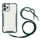 For iPhone 12 mini Acrylic + Color TPU Shockproof Case with Neck Lanyard (Dark Green) - 1