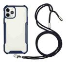 For iPhone 12 Pro Max Acrylic + Color TPU Shockproof Case with Neck Lanyard(Dark Blue) - 1