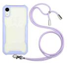 For iPhone X / XS Acrylic + Color TPU Shockproof Case with Neck Lanyard(Purple) - 1