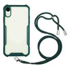 For iPhone X / XS Acrylic + Color TPU Shockproof Case with Neck Lanyard(Dark Green) - 1