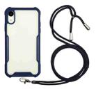 For iPhone X / XS Acrylic + Color TPU Shockproof Case with Neck Lanyard(Dark Blue) - 1