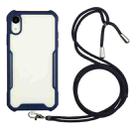 For iPhone XR Acrylic + Color TPU Shockproof Case with Neck Lanyard(Dark Blue) - 1