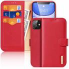 DUX DUCIS Hivo Series Cowhide + PU + TPU Leather Horizontal Flip Case with Holder & Card Slots For iPhone 11(Red) - 1