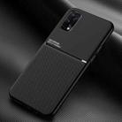 For OPPO Realme 7 Pro Classic Tilt Strip Grain Magnetic Shockproof PC + TPU Case(Black) - 1