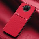 For Xiaomi Mi 10T Lite 5G Classic Tilt Strip Grain Magnetic Shockproof PC + TPU Case(Red) - 1