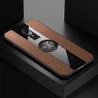 For OnePlus 6 XINLI Stitching Cloth Texture Shockproof TPU Protective Case with Ring Holder(Brown) - 1