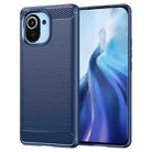 For Xiaomi Mi 11 Brushed Texture Carbon Fiber TPU Case(Blue) - 1