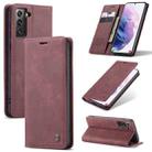 For Samsung Galaxy S21 5G CaseMe 013 Multifunctional Horizontal Flip Leather Case with Holder & Card Slot & Wallet(Wine Red) - 1
