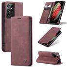 For Samsung Galaxy S21 Ultra 5G CaseMe 013 Multifunctional Horizontal Flip Leather Case with Holder & Card Slot & Wallet(Wine Red) - 1