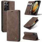 For Samsung Galaxy S21 Ultra 5G CaseMe 013 Multifunctional Horizontal Flip Leather Case with Holder & Card Slot & Wallet(Coffee) - 1