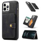 For iPhone 12 / 12 Pro JEEHOOD Retro Magnetic Detachable Protective Case with Wallet & Card Slot & Holder(Black) - 1