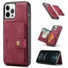 For iPhone 12 / 12 Pro JEEHOOD Retro Magnetic Detachable Protective Case with Wallet & Card Slot & Holder(Red) - 1