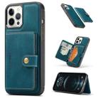 For iPhone 12 / 12 Pro JEEHOOD Retro Magnetic Detachable Protective Case with Wallet & Card Slot & Holder(Blue) - 1