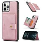 For iPhone 12 / 12 Pro JEEHOOD Retro Magnetic Detachable Protective Case with Wallet & Card Slot & Holder(Pink) - 1