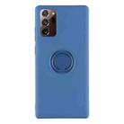 For Samsung Galaxy S20 FE Solid Color Liquid Silicone Shockproof Full Coverage Protective Case with Ring Holder(Blue) - 1