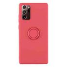For Samsung Galaxy S20 FE Solid Color Liquid Silicone Shockproof Full Coverage Protective Case with Ring Holder(Red) - 1