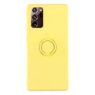 For Samsung Galaxy S20 FE Solid Color Liquid Silicone Shockproof Full Coverage Protective Case with Ring Holder(Yellow) - 1