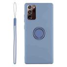 For Samsung Galaxy S20 FE Solid Color Liquid Silicone Shockproof Full Coverage Protective Case with Ring Holder & Lanyard(Grey) - 1