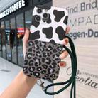 For iPhone 12 Animal Texture IMD Shockproof TPU Protective Case with Lanyard(Cow + leopard) - 1