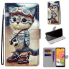 For Samsung Galaxy A01 Coloured Drawing Cross Texture Horizontal Flip PU Leather Case with Holder & Card Slots & Wallet & Lanyard(Leather Shoes Cat) - 1