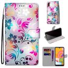 For Samsung Galaxy A01 Coloured Drawing Cross Texture Horizontal Flip PU Leather Case with Holder & Card Slots & Wallet & Lanyard(Gradient Colorful Flower) - 1