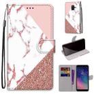 For Samsung Galaxy A6 2018 Coloured Drawing Cross Texture Horizontal Flip PU Leather Case with Holder & Card Slots & Wallet & Lanyard(Stitching Pink Stone Pattern) - 1