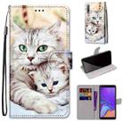 For Samsung Galaxy A7 2018 Coloured Drawing Cross Texture Horizontal Flip PU Leather Case with Holder & Card Slots & Wallet & Lanyard(Big Cat Hugging Kitten) - 1