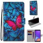 For Samsung Galaxy A7 2018 Coloured Drawing Cross Texture Horizontal Flip PU Leather Case with Holder & Card Slots & Wallet & Lanyard(Big Red Butterfly On Blue) - 1