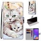 For Samsung Galaxy A9 2018 Coloured Drawing Cross Texture Horizontal Flip PU Leather Case with Holder & Card Slots & Wallet & Lanyard(Big Cat Hugging Kitten) - 1