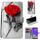 For Samsung Galaxy A9 2018 Coloured Drawing Cross Texture Horizontal Flip PU Leather Case with Holder & Card Slots & Wallet & Lanyard(Red Rose On Wooden) - 1