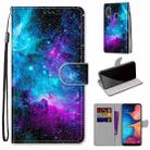 For Samsung Galaxy A20e Coloured Drawing Cross Texture Horizontal Flip PU Leather Case with Holder & Card Slots & Wallet & Lanyard(Purple Green Starry Sky) - 1